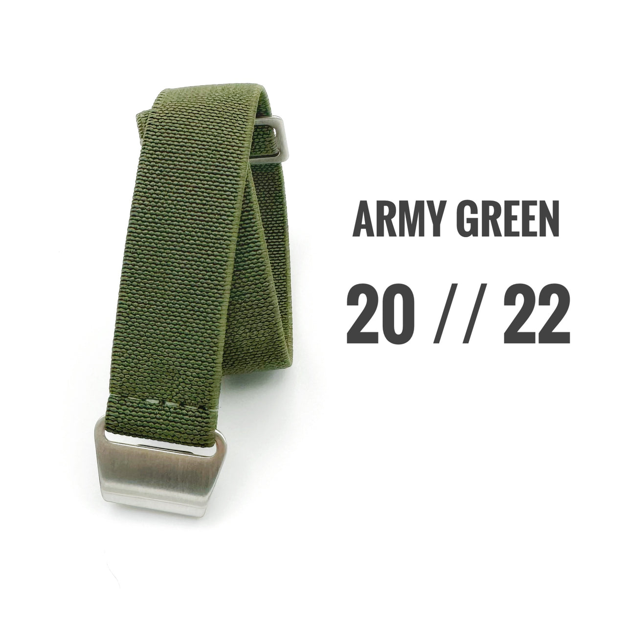 Parachute Style "No Pass" Elastic Watch Strap - Army Green - Seals Watch Co