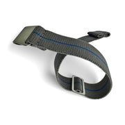 Parachute Style "No Pass" Elastic Watch Strap - Gray with Blue Stripe - Seals Watch Co