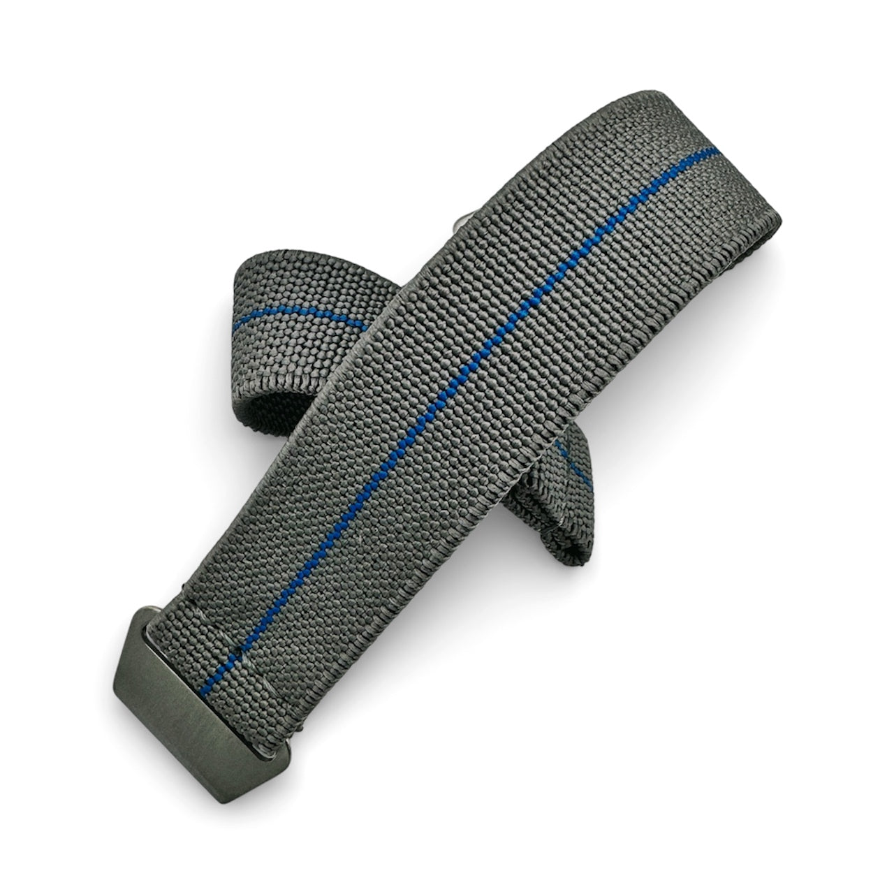 Parachute Style "No Pass" Elastic Watch Strap - Gray with Blue Stripe - Seals Watch Co