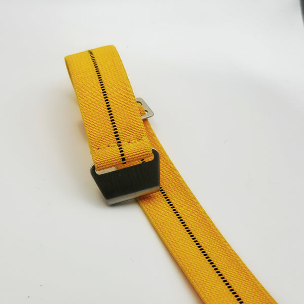 Parachute Style Elastic Watch Straps - Sun Yellow with Black Stripe