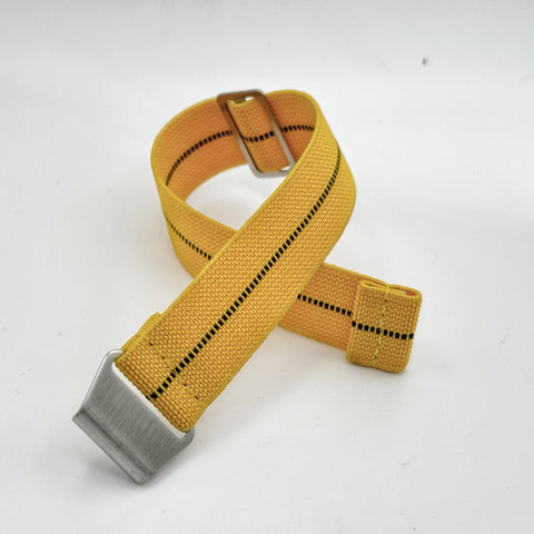 Parachute Style Elastic Watch Straps - Sun Yellow with Black Stripe