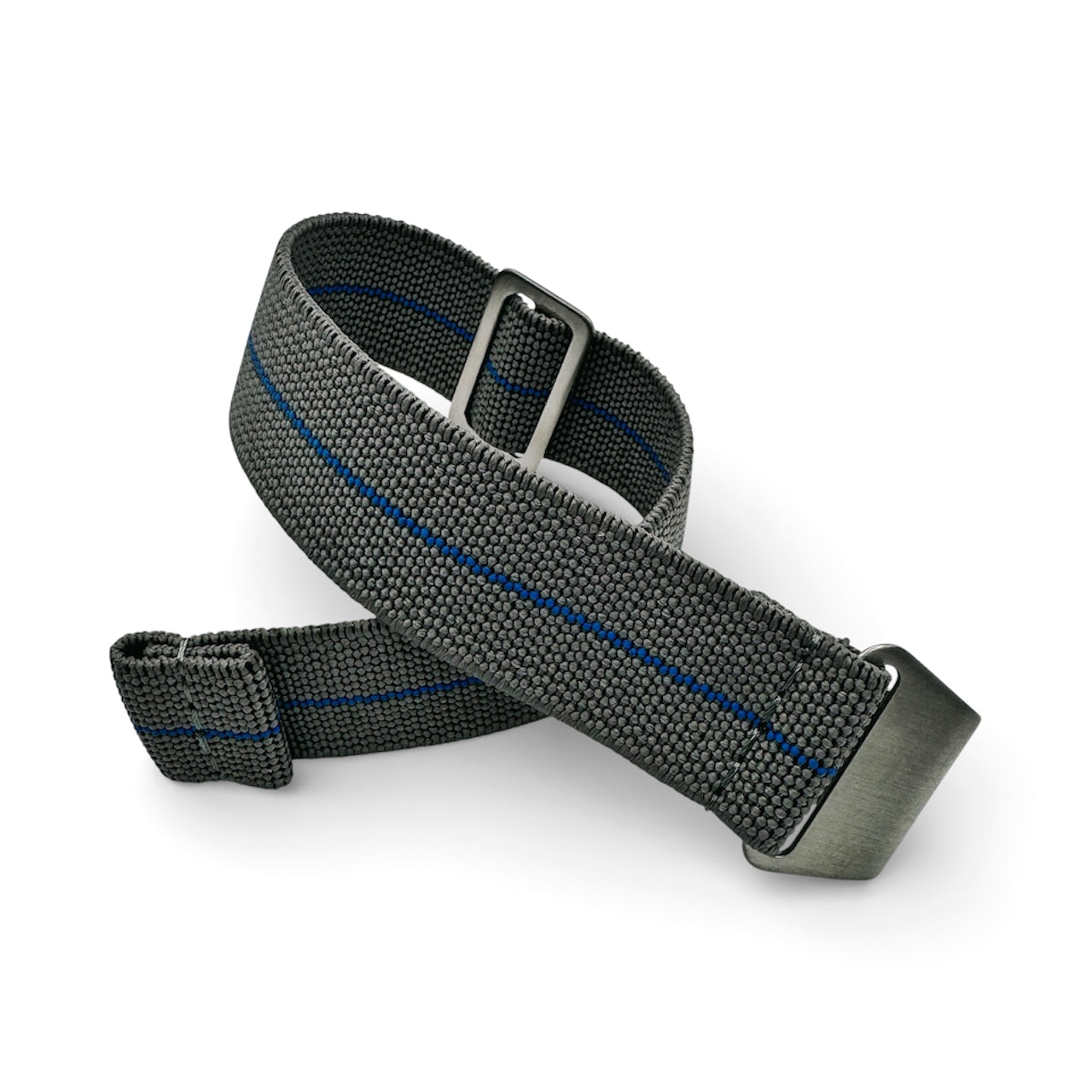 Parachute Style "No Pass" Elastic Watch Strap - Gray with Blue Stripe - Seals Watch Co