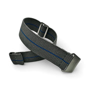 Parachute Style "No Pass" Elastic Watch Strap - Gray with Blue Stripe - Seals Watch Co