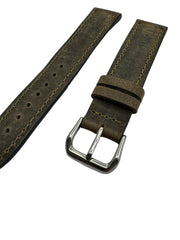 Handmade brown leather watch band in a vintage style texture