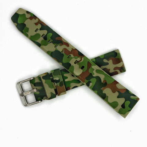 Camo Watch Strap, Rubber Watch Band In 20mm