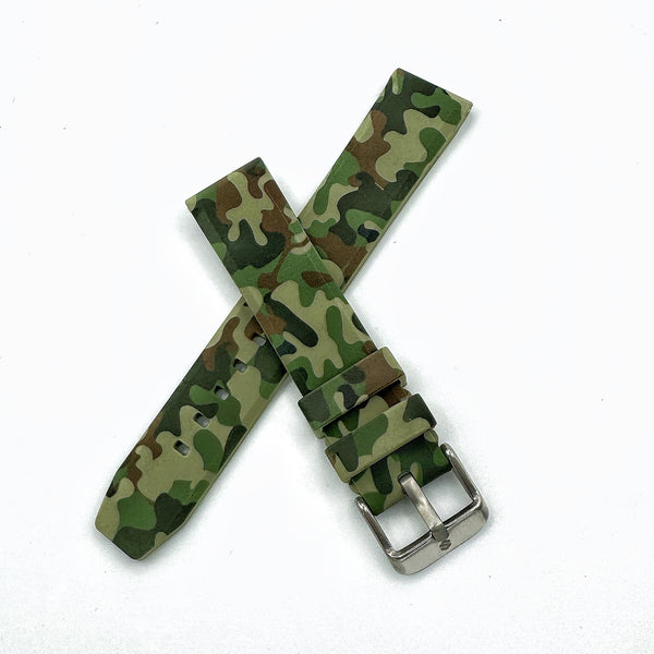 Camo Watch Strap, Rubber Watch Band In 20mm