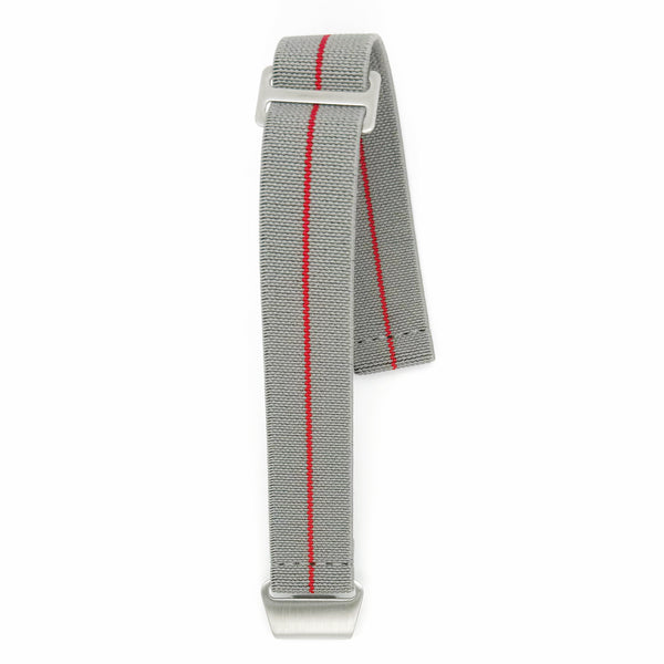 Parachute Style "No Pass" Elastic Watch Strap - Gray with Red Stripe