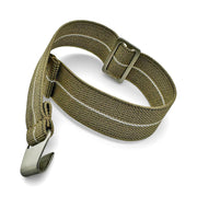 Parachute Style "No Pass" Elastic Watch Strap - Khaki with White Stripe - Seals Watch Co