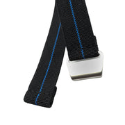 Parachute Style "No Pass" Elastic Watch Strap - Black with Blue Stripe - Seals Watch Co