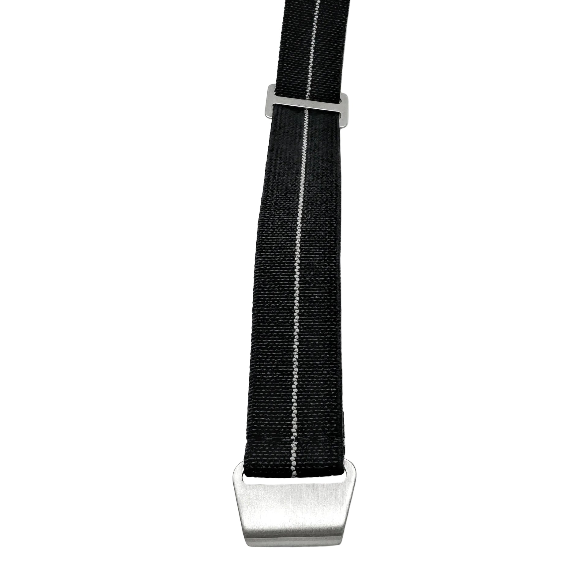 Parachute Style Elastic Dive Strap - No Pass - Black With White Stripe - Seals Watch Co