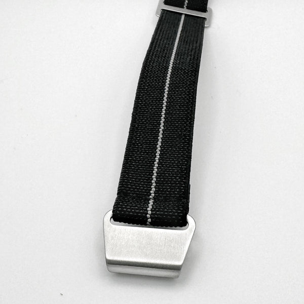 Parachute Style Elastic Dive Strap - No Pass - Black With White Stripe