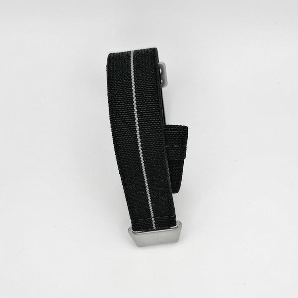 Parachute Style Elastic Dive Strap - No Pass - Black With White Stripe