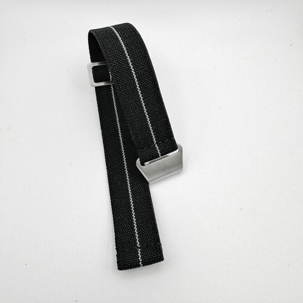 Parachute Style Elastic Dive Strap - No Pass - Black With White Stripe