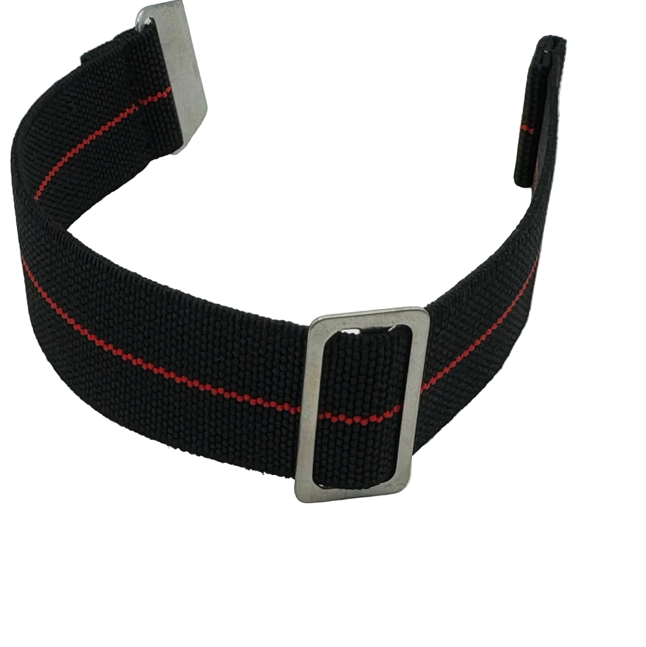Elastic Parachute Watch Strap in Black With Red Racing Stripe - Seals Watch Co
