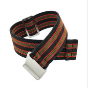 Black with Red and Green Stripes Parachute Watch Strap, Original James Bond Color, Paratrooper Watch Band