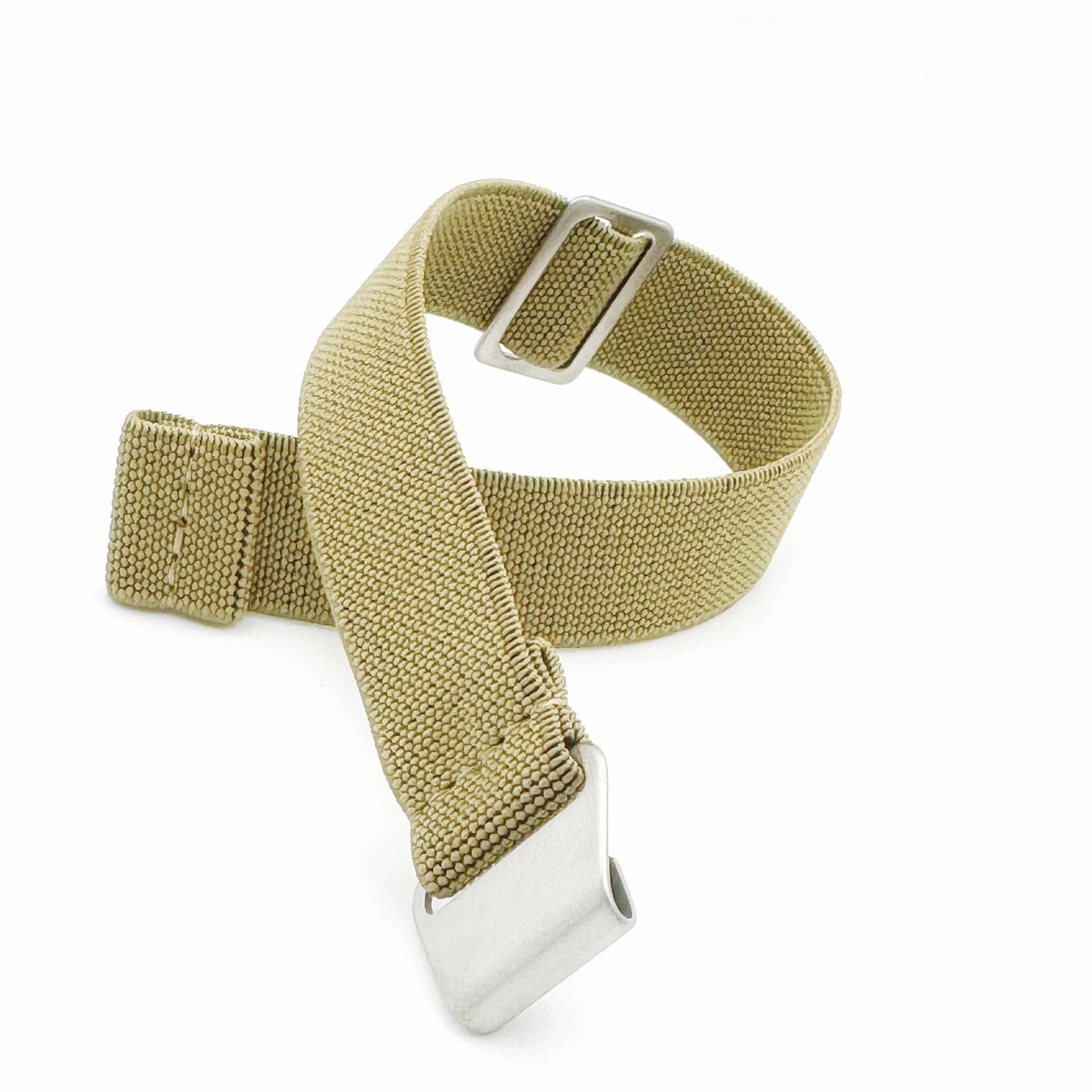 Solid Khaki Parachute Watch Strap with Hook and Loop Clasp