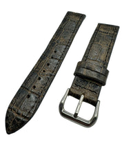 Dark brown alligator leather watch strap in 20mm with polished steel buckle