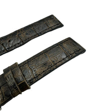 Brown alligator leather watch strap in 20mm with textured lines and matching stitching