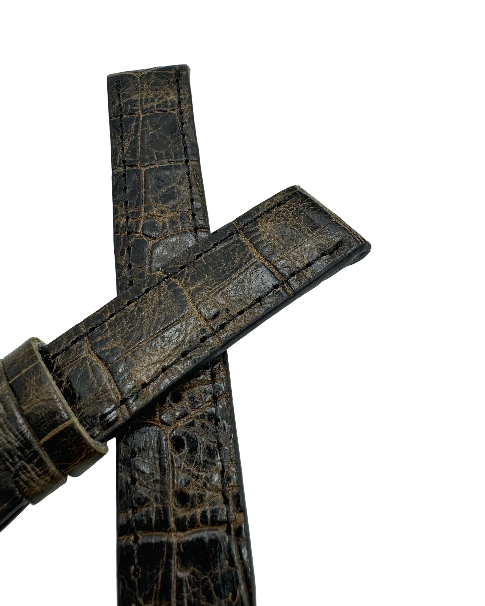 Brown alligator leather watch band in 20mm, ships from El Dorado Hills, California