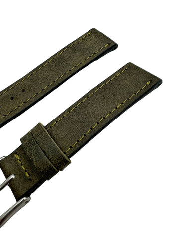 Handmade distressed green leather watch strap in 20mm