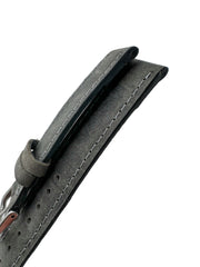 Side profile of the elephant gray leather watch strap by Seals Watch Company in 20mm