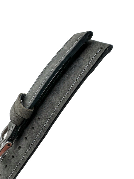 Side profile of the elephant gray leather watch strap by Seals Watch Company in 20mm