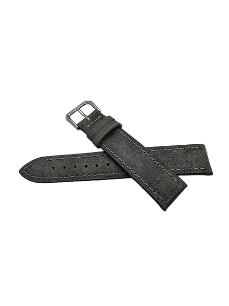 Gray suede leather watch strap in 20mm tapering to 18mm at the buckle