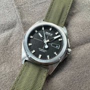 Front View of the Land // Sea Classic 3-Hand Watch in Black Dial with BGW9 Lume and Satin Brush with Polished Bezel