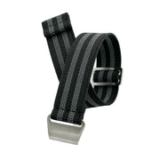 Parachute Watch Strap in Black with Dual Gray Stripes by Seals Watch Company