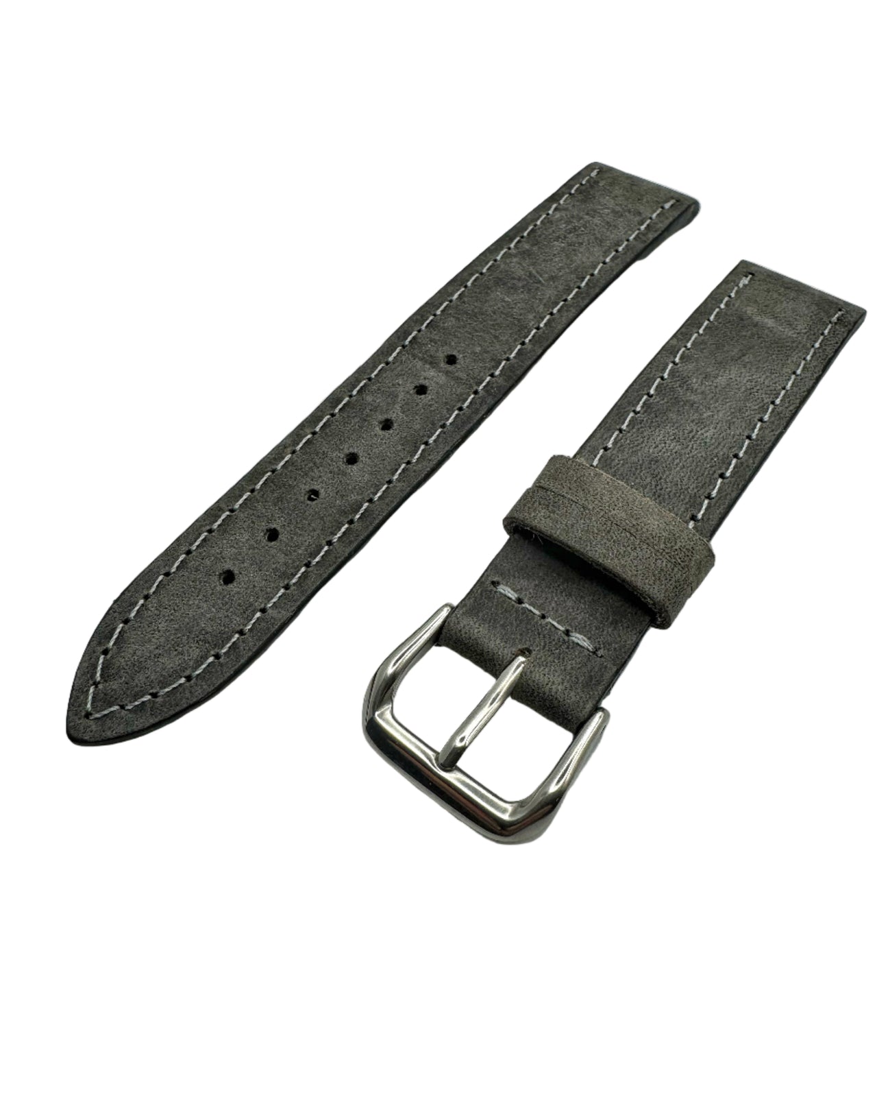 Elephant Gray Leather Watch Strap in 20mm, Lighter Gray Stitching