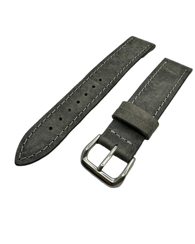 Elephant Gray Leather Watch Strap in 20mm, Lighter Gray Stitching