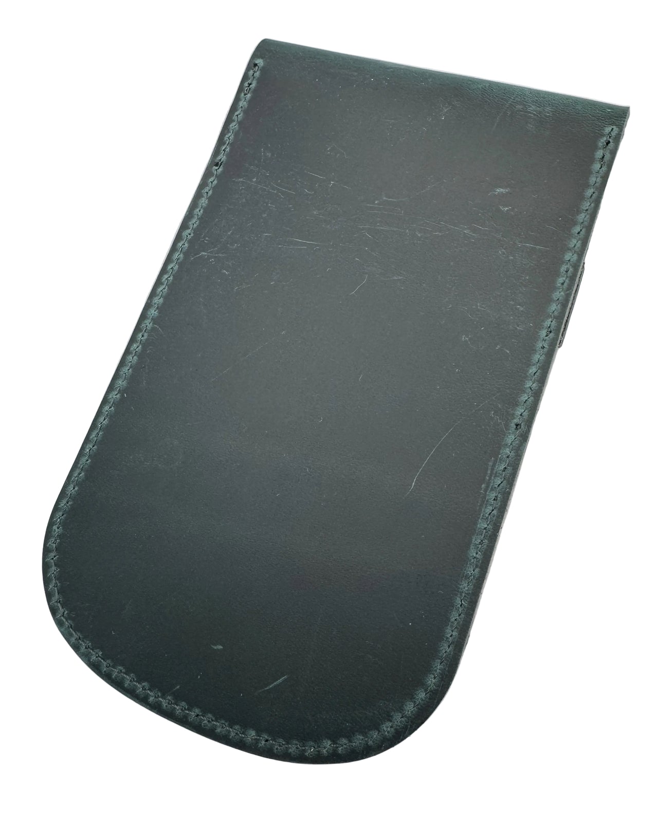 Green teal leather and wool watch pouch with cover lock