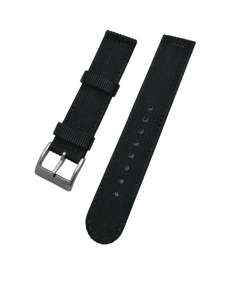 Black watch strap made tough with rugged nylon for field or dive purposes