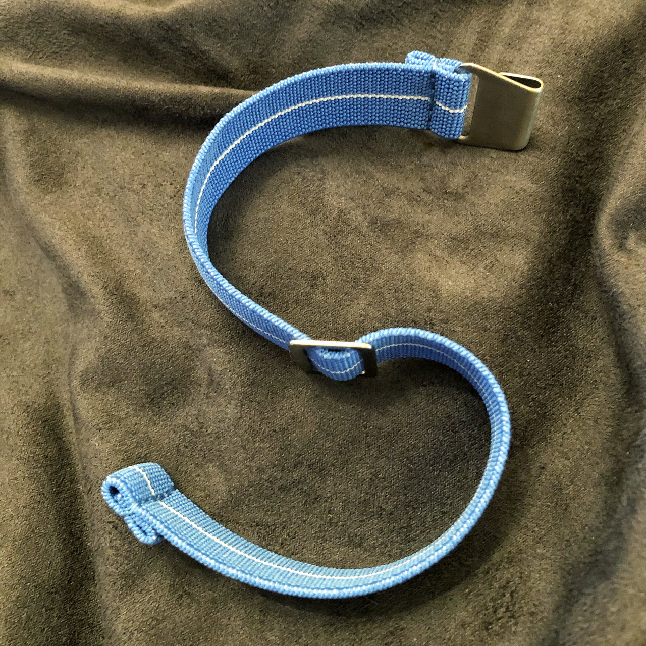 Parachute Style "No Pass" Elastic Watch Strap - Light Blue with White Stripe - American Microbrand