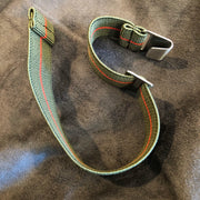 Parachute Style "No Pass" Elastic Watch Strap - Forest Green and Red Stripe - American Microbrand