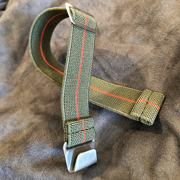 Parachute Style No Pass Elastic Watch Strap - Forest Green and Red S –  Seals Watch Co