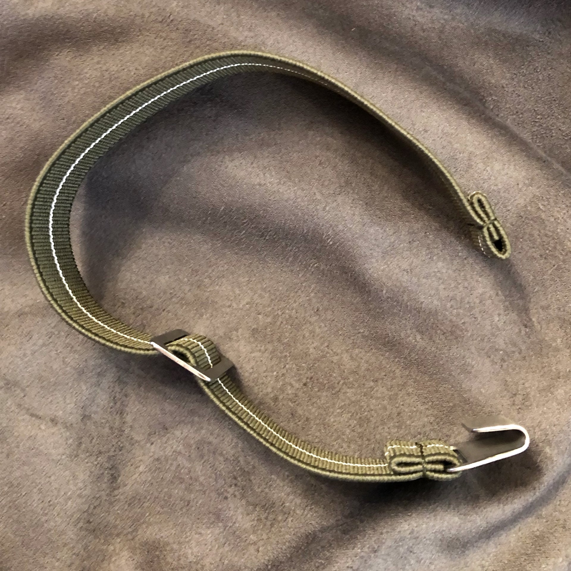 Parachute Style "No Pass" Elastic Watch Straps - Army Green with White Stripe - American Microbrand