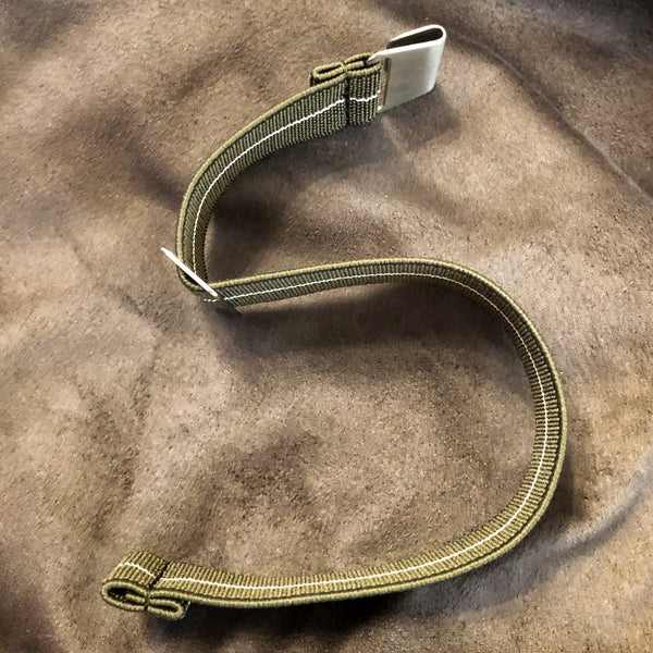 Parachute Style "No Pass" Elastic Watch Straps - Army Green with White Stripe - American Microbrand