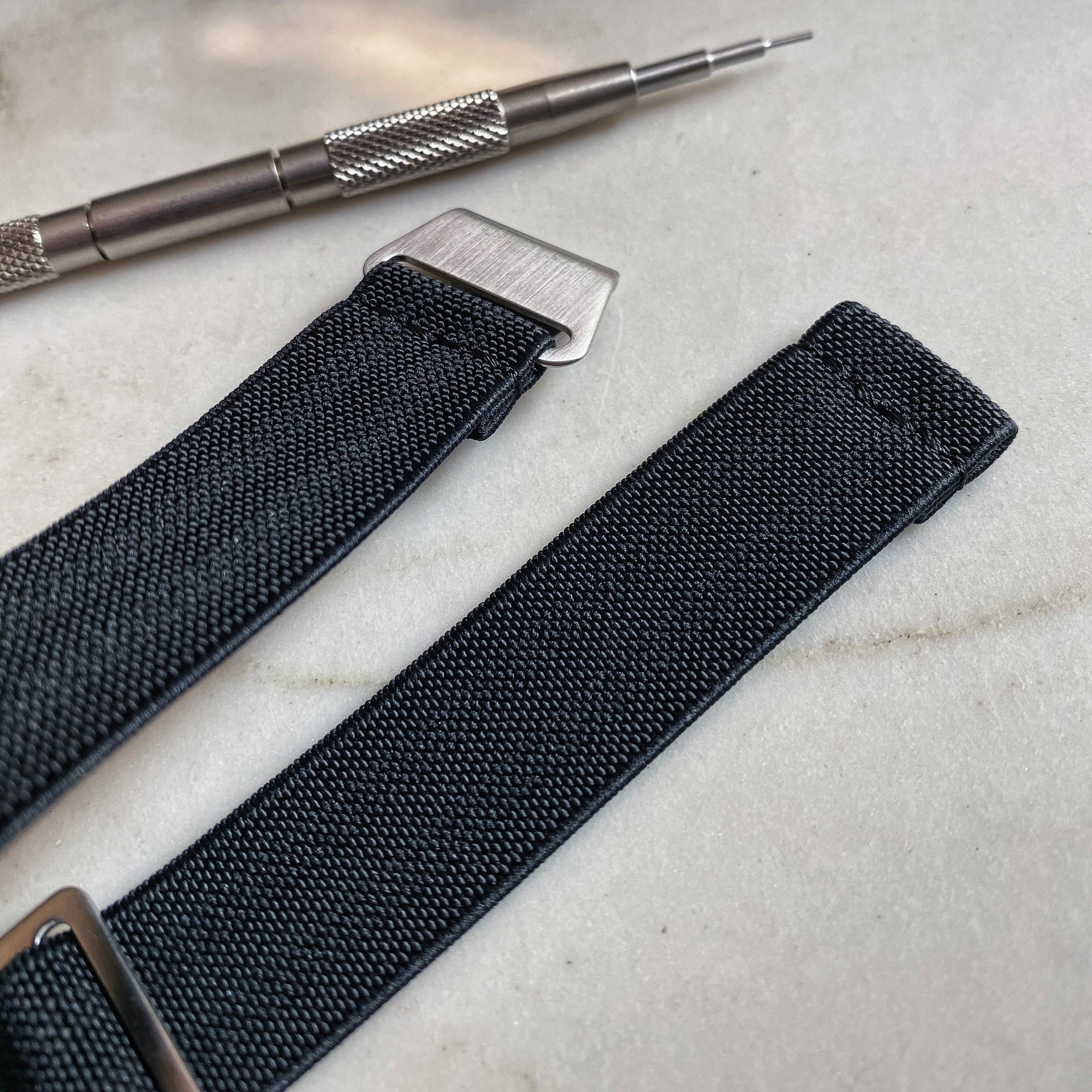 Parachute Style "No Pass" Elastic Dive Watch Strap - Black - Seals Watch Co