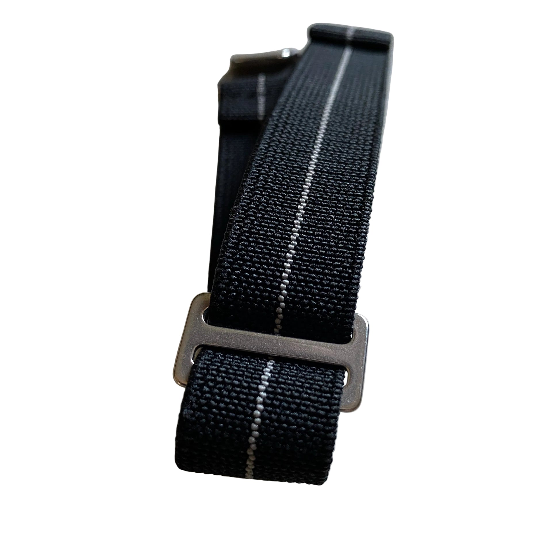 Parachute Style Elastic Dive Strap - No Pass - Black With White Stripe - Seals Watch Co