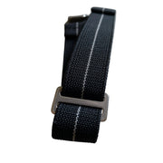 Parachute Style Elastic Dive Strap - No Pass - Black With White Stripe - Seals Watch Co