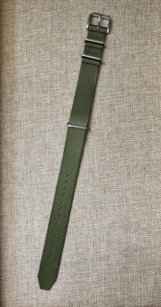 Army / Olive Green Nylon Single Piece Watch Strap, 20mm Dive Watch Band - American Microbrand
