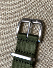 Army / Olive Green Nylon Single Piece Watch Strap, 20mm Dive Watch Band - American Microbrand