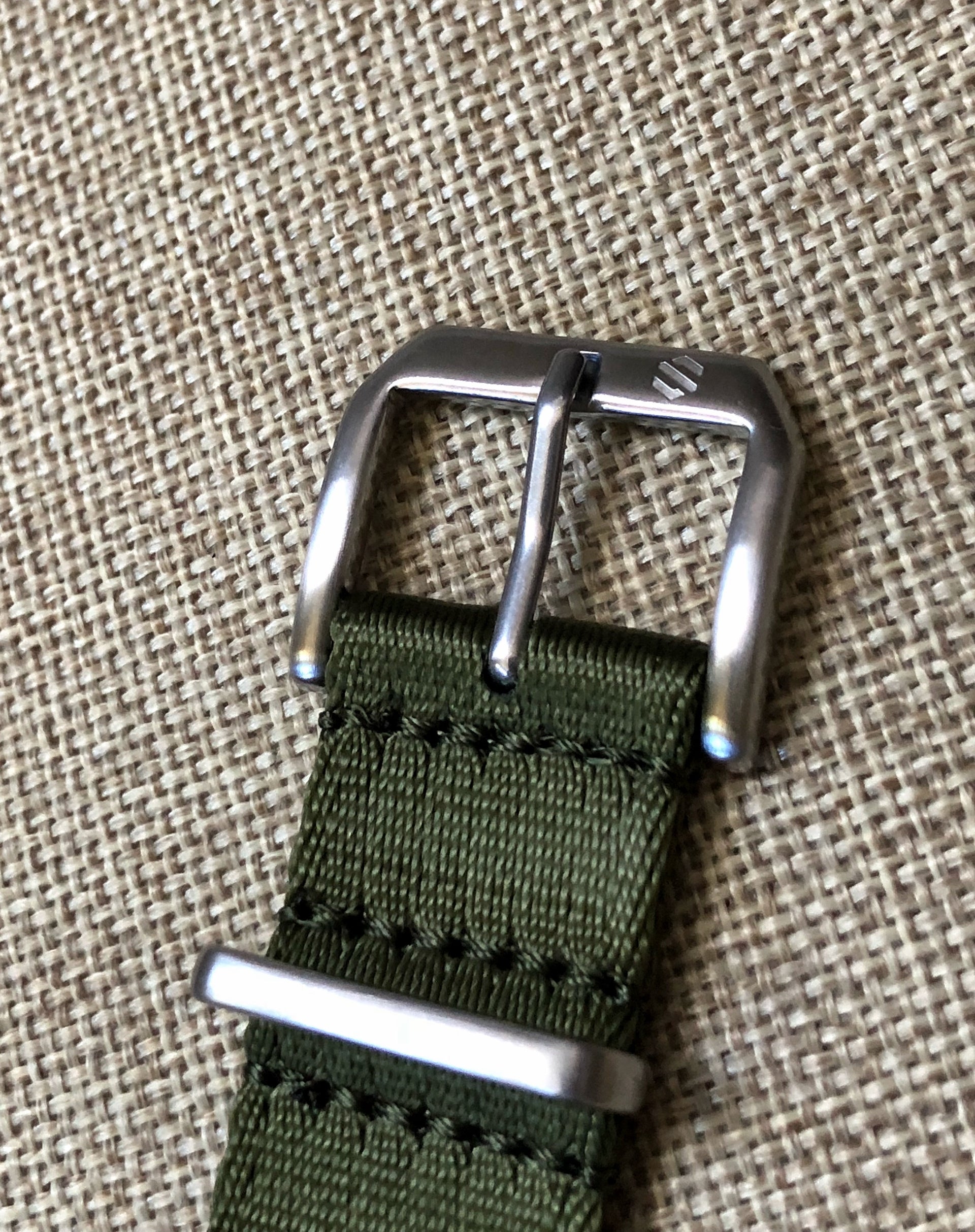 Army / Olive Green Nylon Single Piece Watch Strap, 20mm Dive Watch Band - American Microbrand