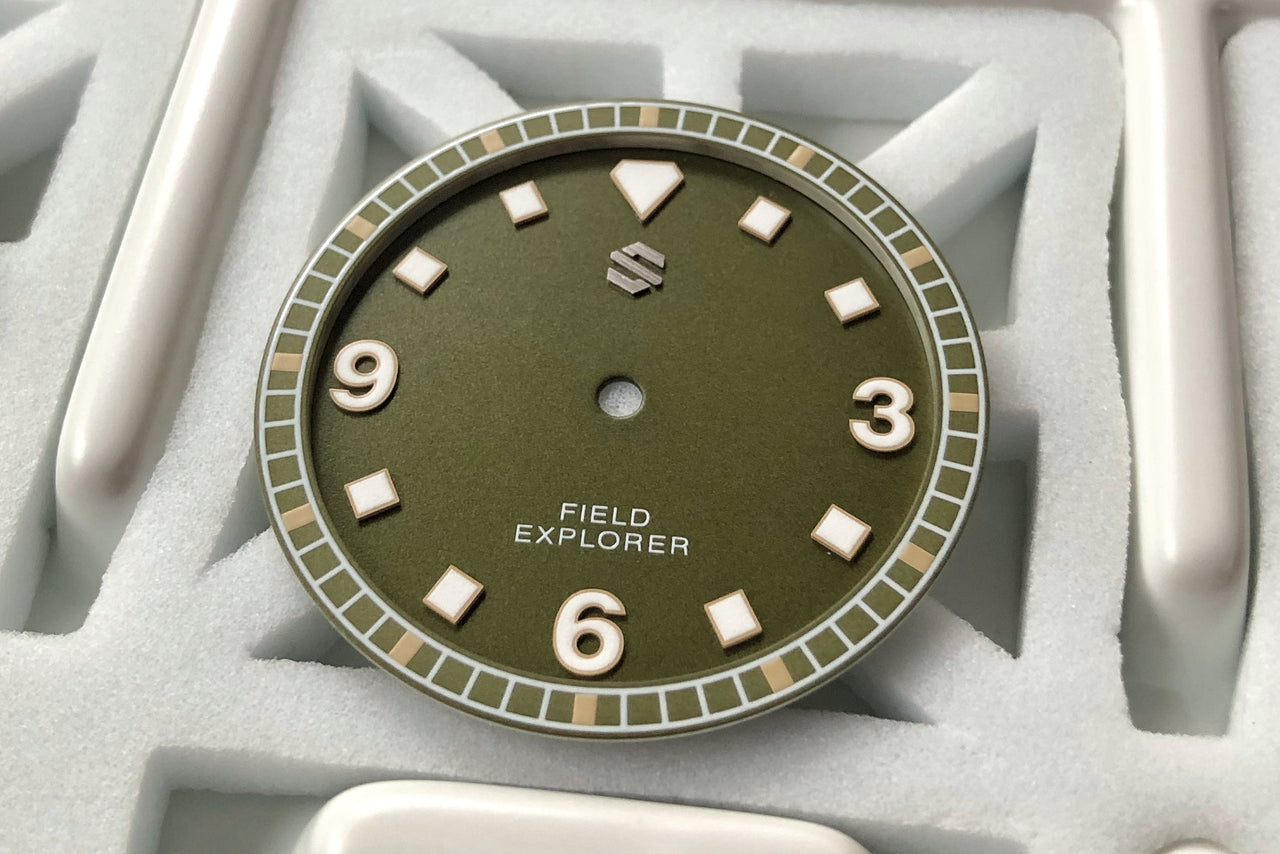 Model C Dial Set - Granulated Jungle Green Dial with White Accents - Seals Watch Co