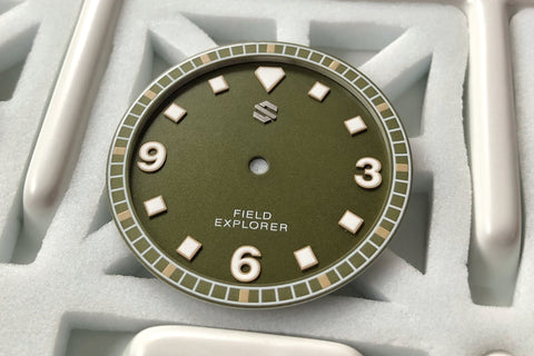 Model C Dial Set - Granulated Jungle Green Dial with White Accents