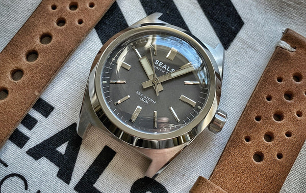 Sea Storm Wrist Watch by Seals Watch Company with Storm Gray Dial, Miyota Automatic Movement with Steel Watch Case
