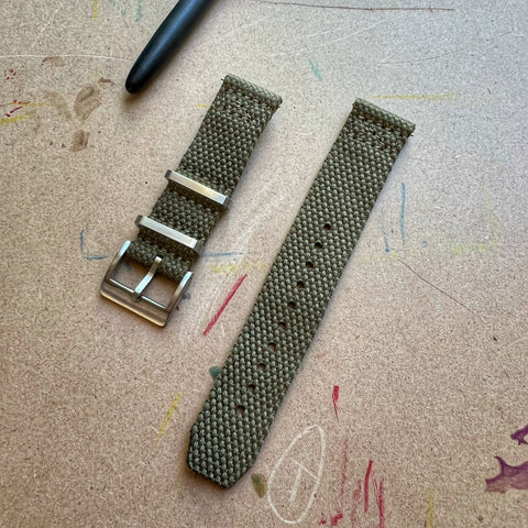Green two piece ultra soft watch strap in 20mm
