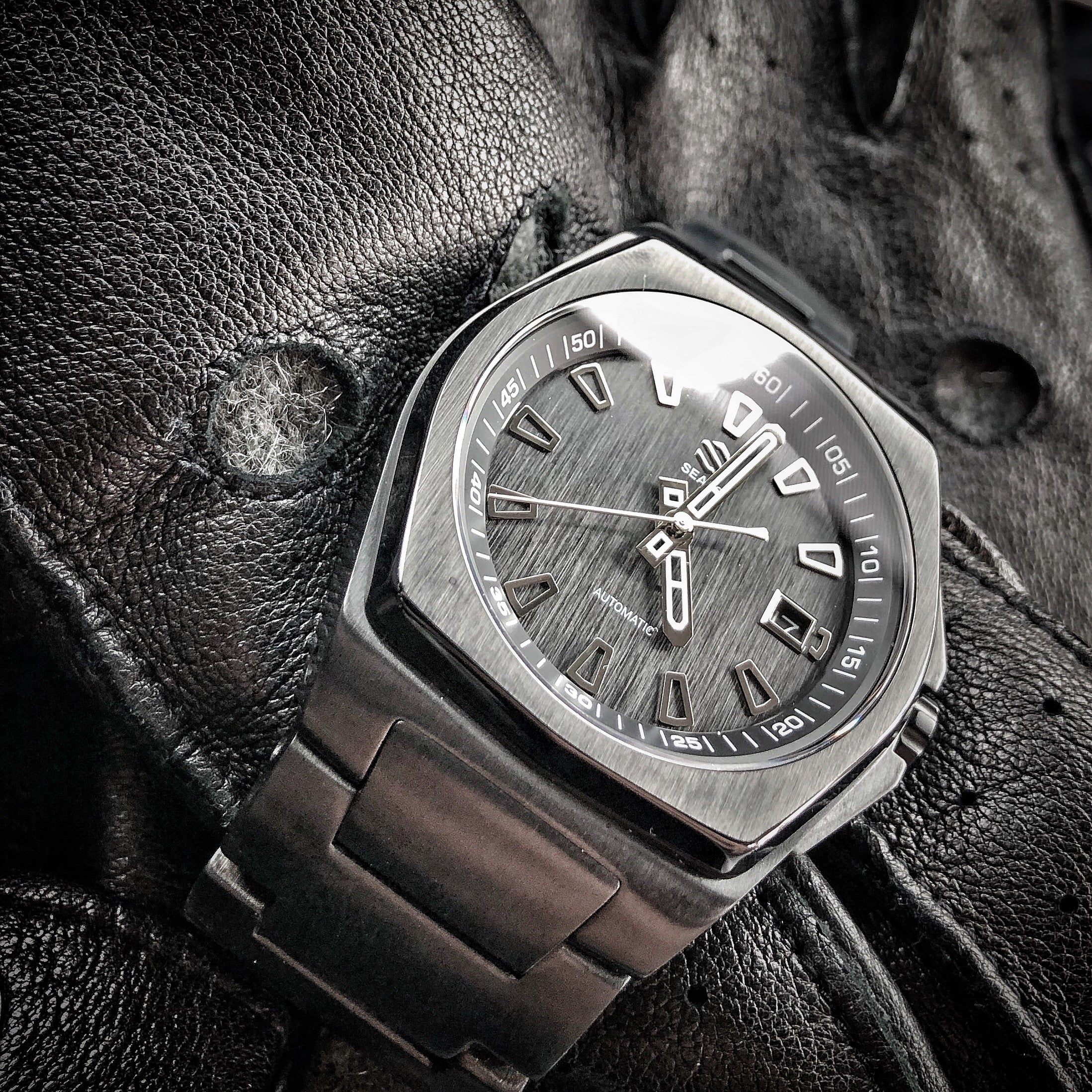 Seals Watch Co. Black PVD with Black Dial Automatic Wrist Watch