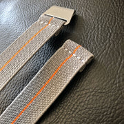 Parachute Style "No Pass" Elastic Watch Strap - Gray with Orange Stripe - American Microbrand